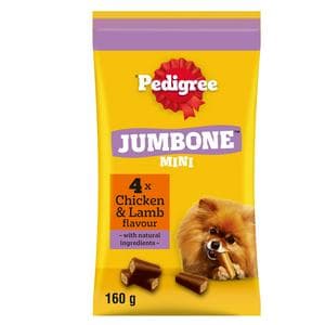 Pedigree Jumbone Mini Adult Small Dog Treats Chicken & Lamb Chews x4 160g