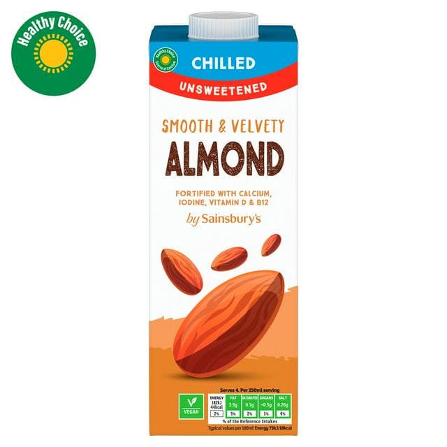 Sainsbury's Unsweetened Almond Drink 1L - gallery image 1