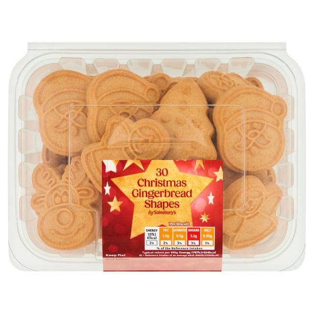 Sainsbury's 30 x Christmas Gingerbread Shapes 300g - gallery image 1