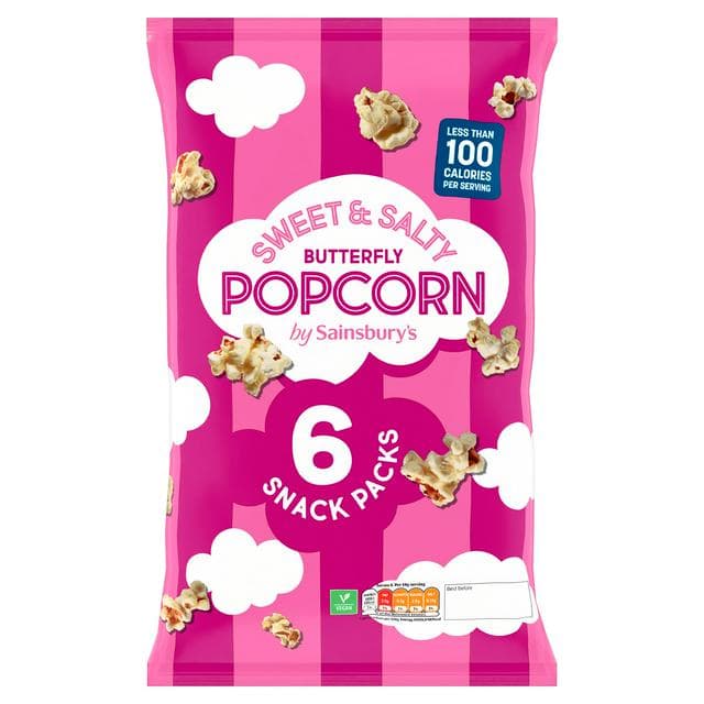 Sainsbury's Sweet & Salty Butterfly Popcorn 6x14g - gallery image 1
