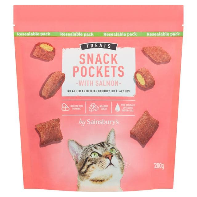 Sainsbury's Treats Cat Snack Pockets Salmon 200g - gallery image 1