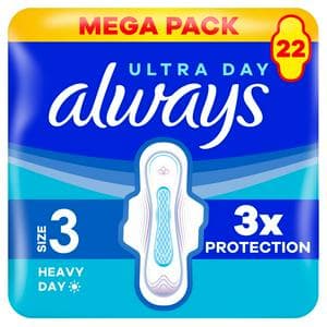 Always Ultra Sanitary Towels Day & Night with Wings, Size 3 x22