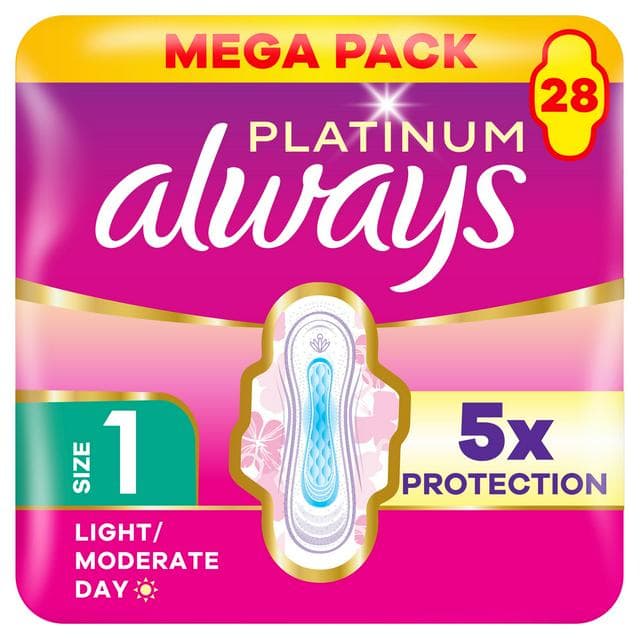 Always Platinum Normal Size 1 Sanitary Towels With Wings Pads x28 - gallery image 1