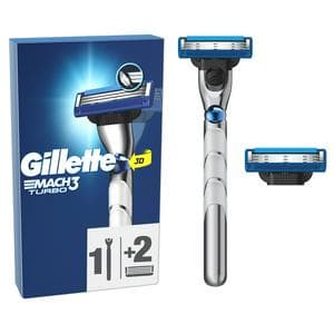 Gillette Mach3 Turbo 3D Action Razor Handle + 2 Blade Refills
