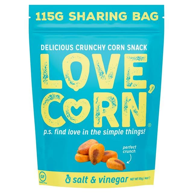 Love Corn Salt & Vinegar Crunchy Corn Snack 115g - gallery image 1