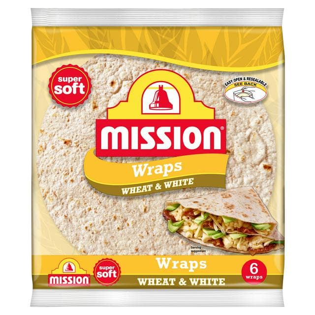 Mission 6 x Wheat & White Tortilla Wraps 367g - gallery image 1