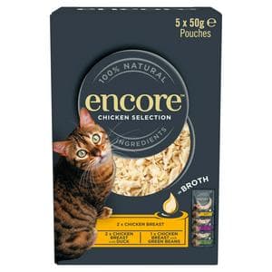 Encore Chicken Selection In Broth Natural Cat Food Pouches 5 x 50g
