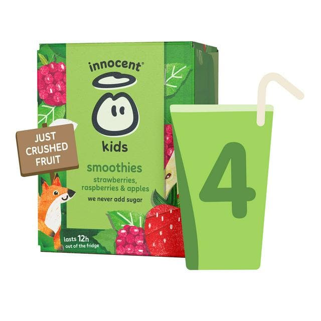 Innocent Kids Strawberries, Raspberries & Apples Smoothies 4 x 150ml - gallery image 1