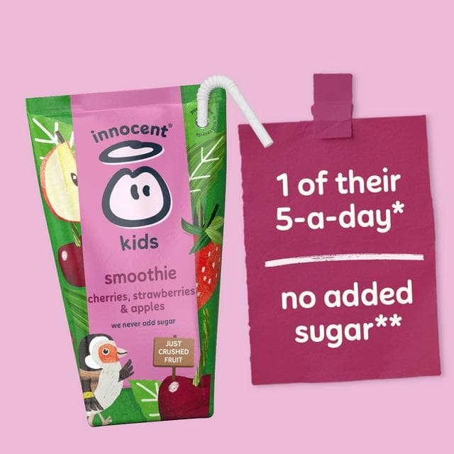 Innocent Kids Cherries, Strawberries & Apples Smoothies 4 x 150ml - gallery image 3