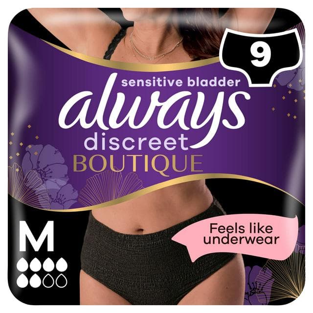Always Discreet Boutique Underwear Incontinence Pants Plus Medium Black x9 - gallery image 1