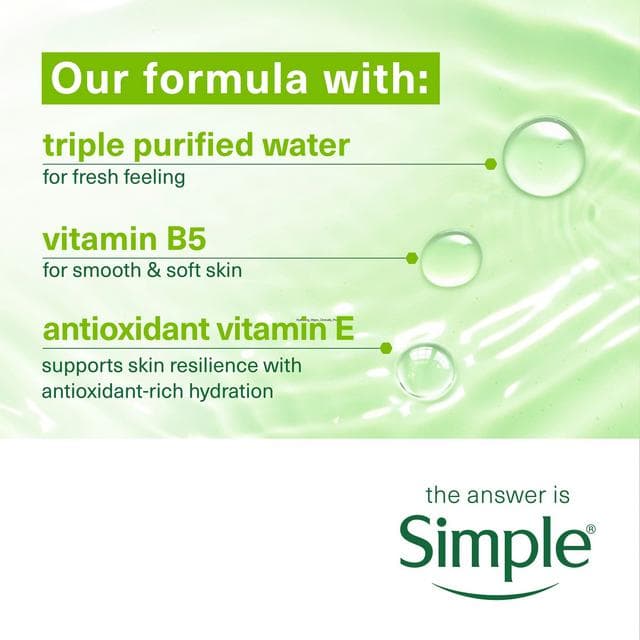 Simple Hydrating Water Boost Micellar Biodegradable Face Cleansing Facial Wipes x20 - gallery image 3