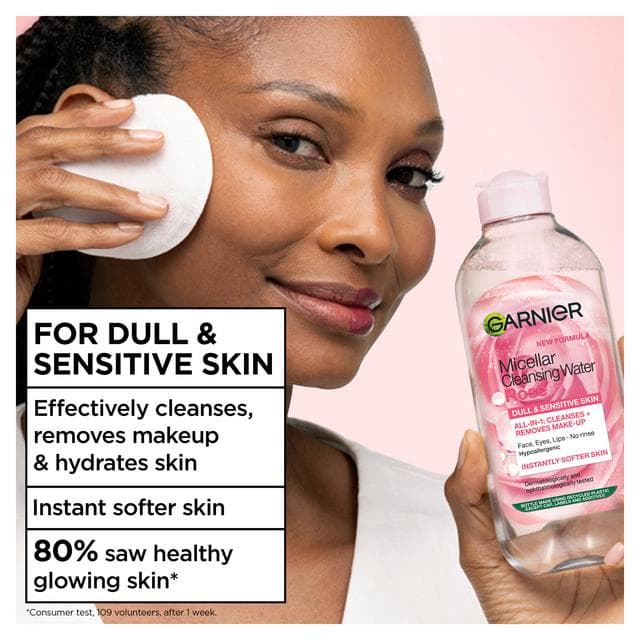 Garnier Micellar Rose Water Facial Cleanser for Dull Skin Cleanse & Glow 400ml - gallery image 4