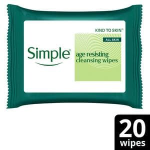 Simple Age Resisting Facial Wipes Regeneration Biodegradable Cleansing Make Up Remover x20