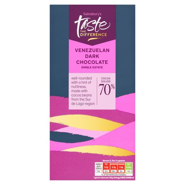 Sainsbury's Venezuelan 70% Dark Chocolate, Taste the Difference 100g - gallery image 1