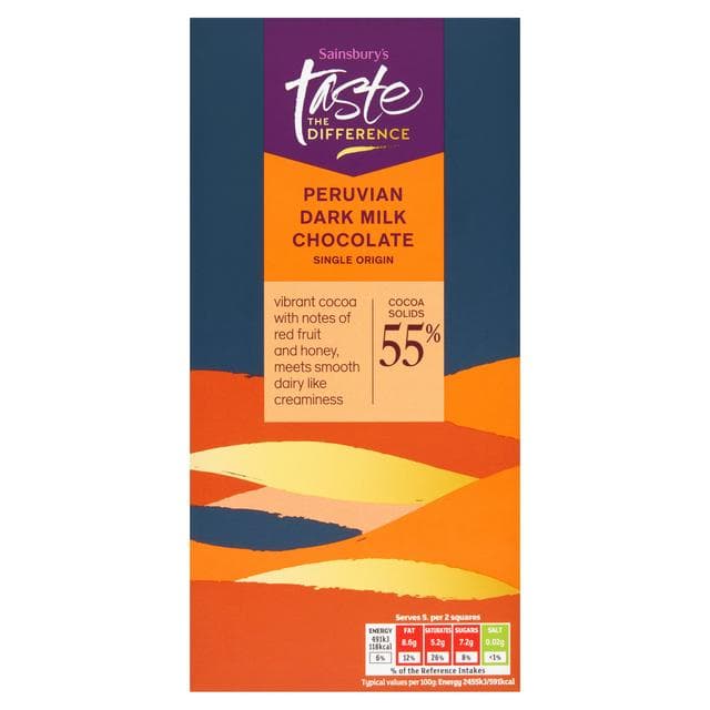 Sainsbury's Peruvian 55% Dark Milk Chocolate, Taste the Difference - gallery image 1
