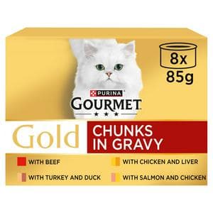 Gourmet Gold Chunks in Gravy Collection Wet Cat Food 8 x 85g