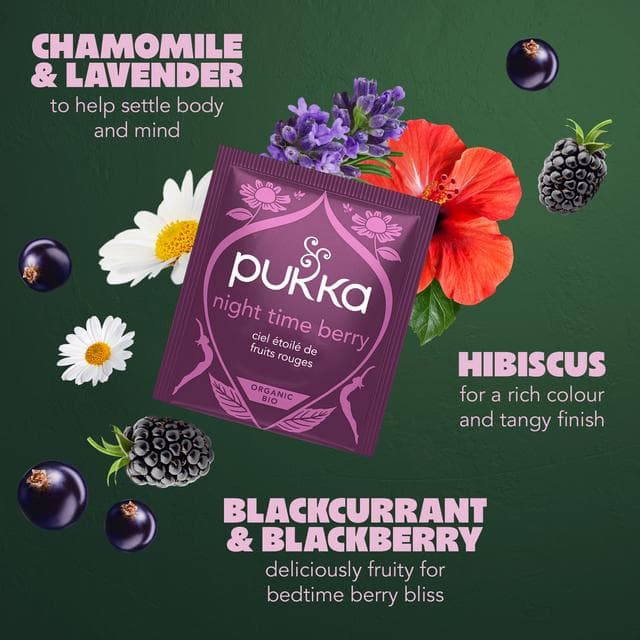 Pukka Organic Night Time Berry Herbal Tea Home Compostable Sleep Tea Bags x20 - gallery image 2