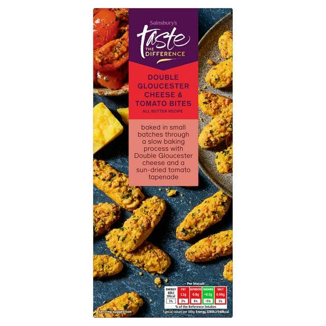 Sainsbury's Double Gloucester Cheese & Tomato Mini Bites, Taste the Difference 100g - gallery image 1