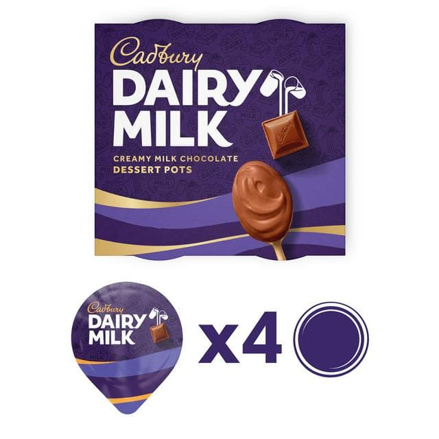 Cadbury Dairy Milk 4 x 60g Creamy Milk Chocolate Dessert Pots - gallery image 1