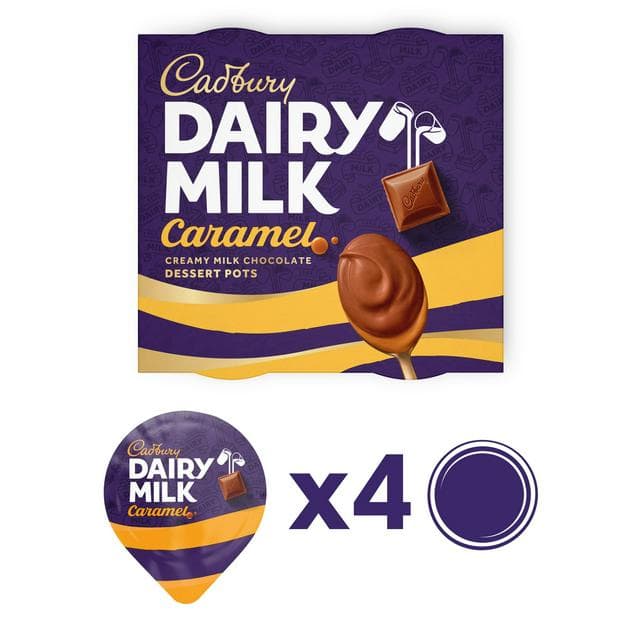 Cadbury Dairy Milk 4 x 60g Caramel Creamy Milk Chocolate Dessert Pots - gallery image 1