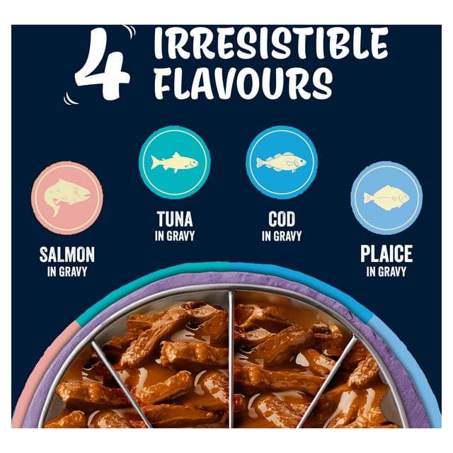Felix Tasty Shreds Fish Selection in Gravy Wet Cat Food 12 x 80g - gallery image 2
