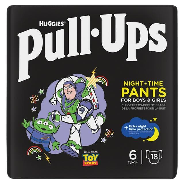 Huggies Pull Ups Night Time Pants for Boys & Girls Size 6, 15kg+ x18 - gallery image 1