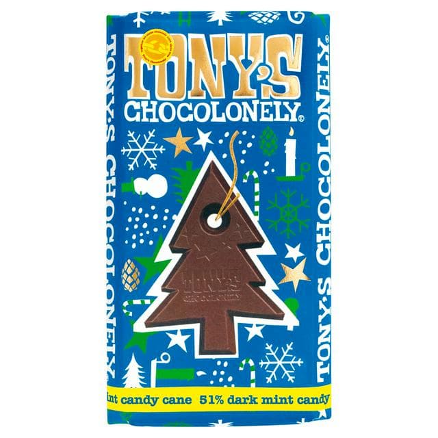 Tony's Chocolonely Fairtrade Dark Chocolate Mint Candy Cane 180g - gallery image 1