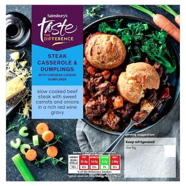 Sainsbury's Steak Casserole & Dumplings, Taste the Difference (Serves 1) 400g - gallery image 1