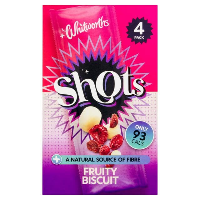 Whitworths Shots 4 Snack Pack Fruity Biscuit 4x25g - gallery image 1