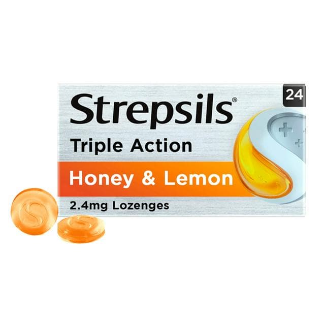 Strepsils Extra Honey & Lemon Sore Throat Pain Relief Lozenges x24 - gallery image 1