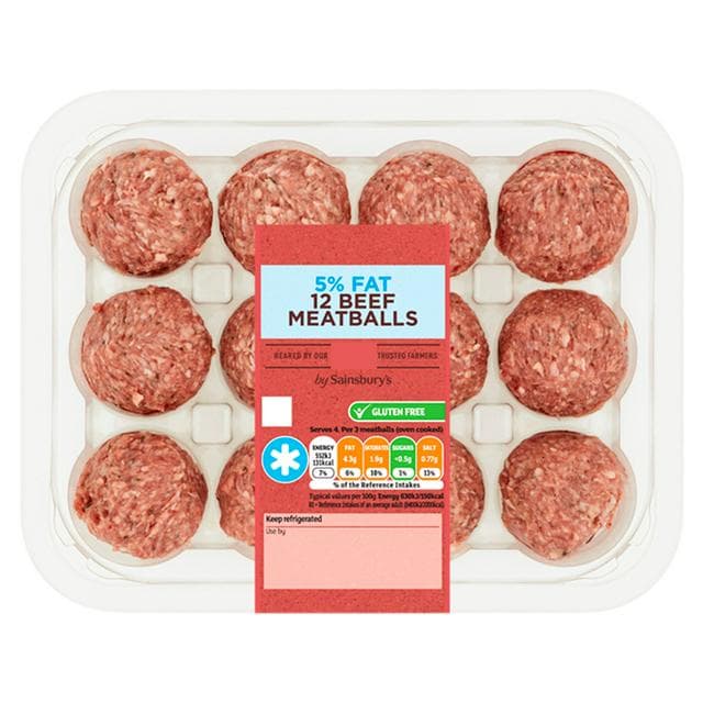Sainsbury's British or Irish 5% Fat 12 Beef Meatballs 350g - gallery image 1