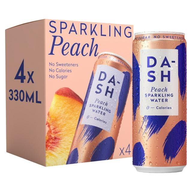 Dash Peach Sparkling Water 4 x 330ml - gallery image 1
