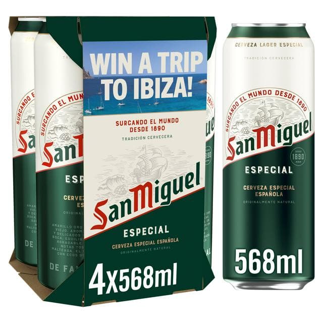 San Miguel Premium Lager Beer Cans 4x568ml - gallery image 1