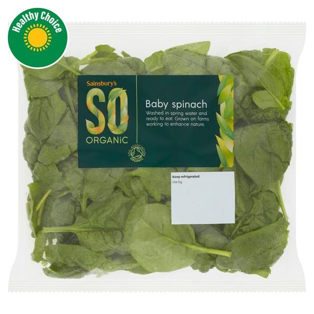 Sainsbury's Spinach, SO Organic 100g - gallery image 1