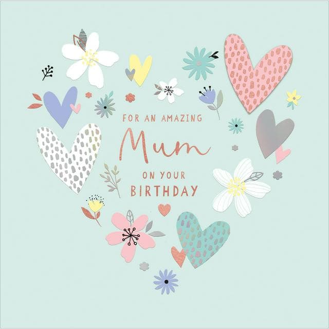 Carlton For An Amazing Mum Hearts & Flowers Design Happy Birthday Greeting Card - gallery image 1