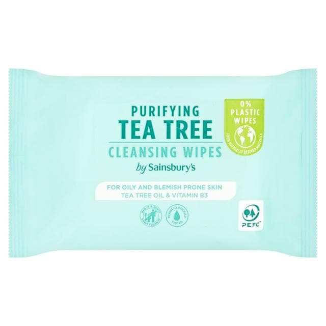 Sainsbury's Purifying Tea Tree Facial Wipes x25 - gallery image 1