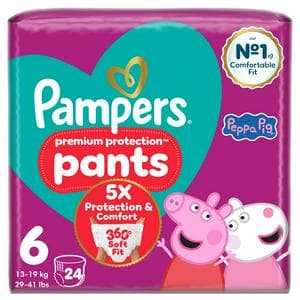 Pampers Premium Protection Nappy Pants Essential Pack Nappies Size 6, 15kg+ x24