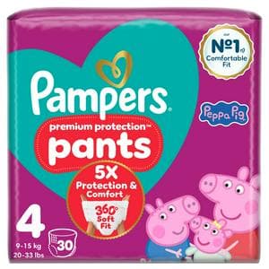 Pampers Premium Protection Nappy Pants Essential Pack Nappies Size 4, 9kg-15kg x30