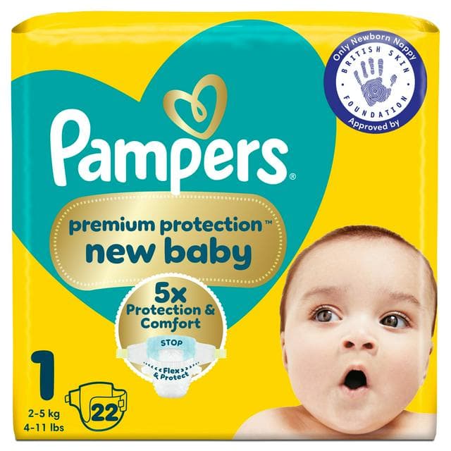 Pampers New Baby Carry Pack Nappies Size 1, 2kg-5kg x22 - gallery image 1