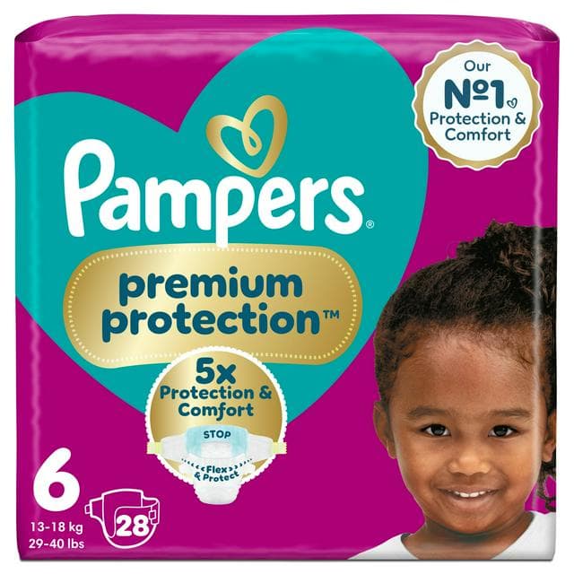 Pampers Premium Protection Essential Pack Nappies Size 6, 13kg+ x28 - gallery image 1