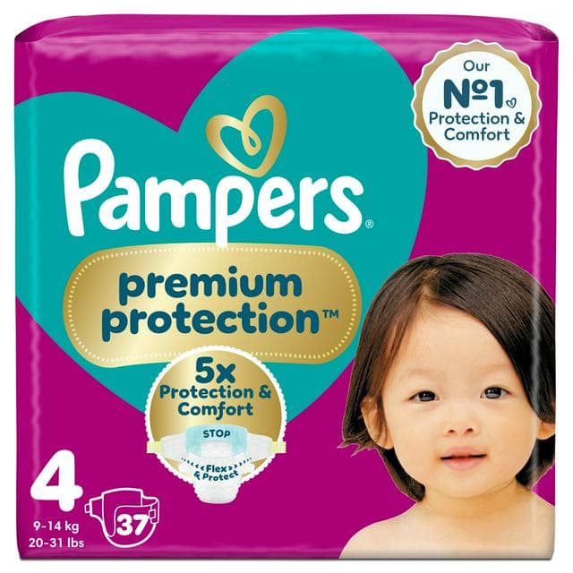 Pampers Premium Protection Essential Pack Nappies Size 4, 9kg-14kg x37 - gallery image 1