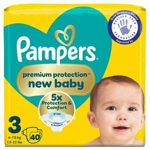 Pampers Premium Protection New Baby Nappies Essential Pack Size 3, 6kg-10kg x42