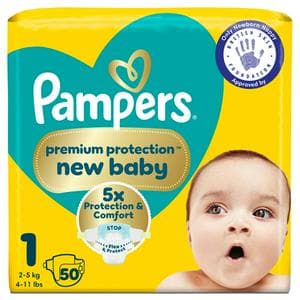 Pampers New Baby Size 1 Essential Pack, 2kg-5kg 50 Nappies