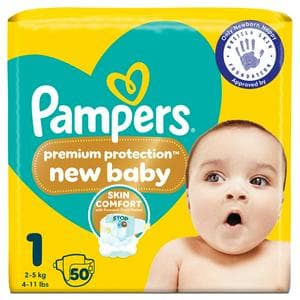 Pampers New Baby Size 1 Essential Pack, 2kg-5kg 50 Nappies