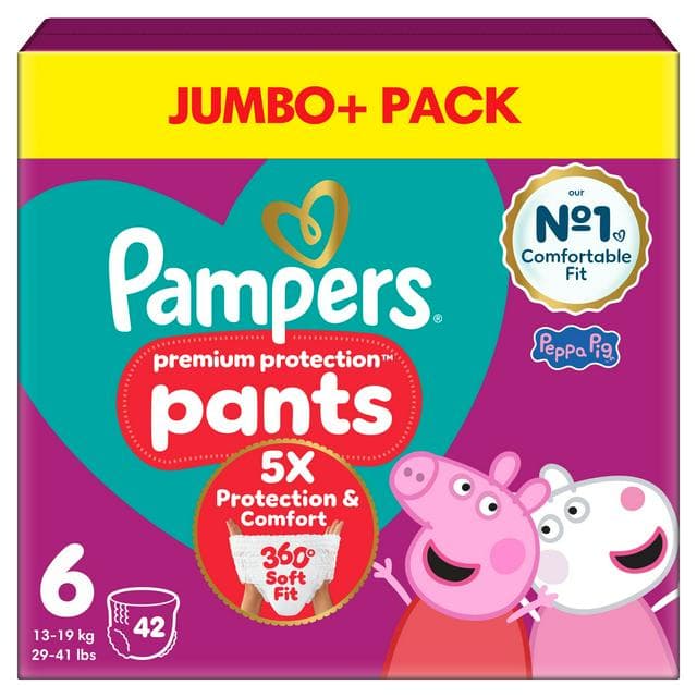 Pampers Premium Protection Nappy Pants Jumbo+ Pack Nappies Size 6, 15kg+ x42 - gallery image 1