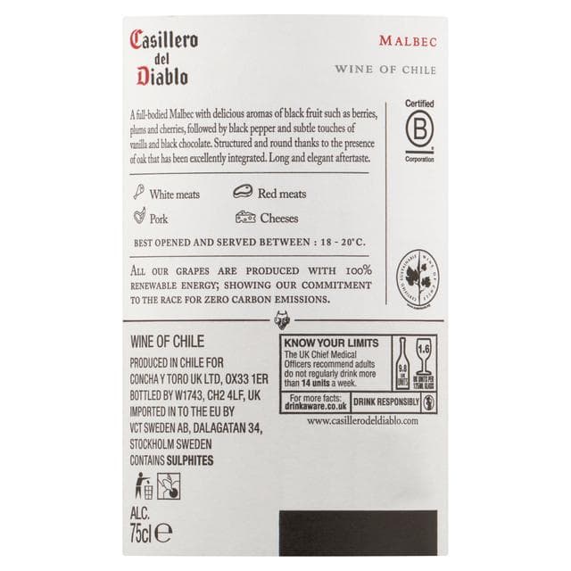 Casillero Del Diablo Malbec Red Wine 75cl - gallery image 4