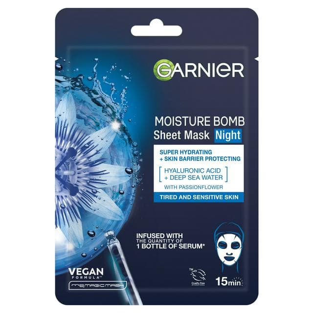 Garnier Moisture Bomb Night-Time Deep Sea Water & Hyaluronic Acid Face Sheet Mask 32g - gallery image 1