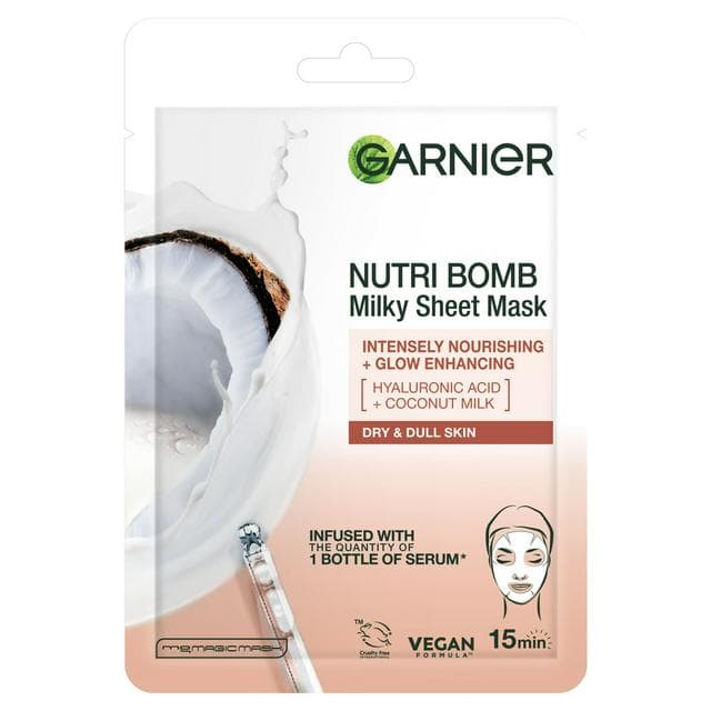 Garnier Nutri Bomb Milky Face Sheet Mask Coconut & Hyaluronic Acid for Hydrated Glowing Skin 28g - gallery image 1