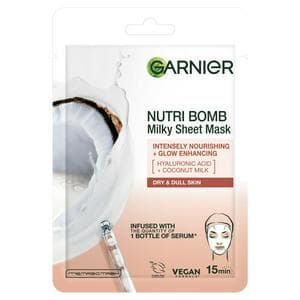 Garnier Nutri Bomb Milky Face Sheet Mask Coconut & Hyaluronic Acid for Hydrated Glowing Skin 28g