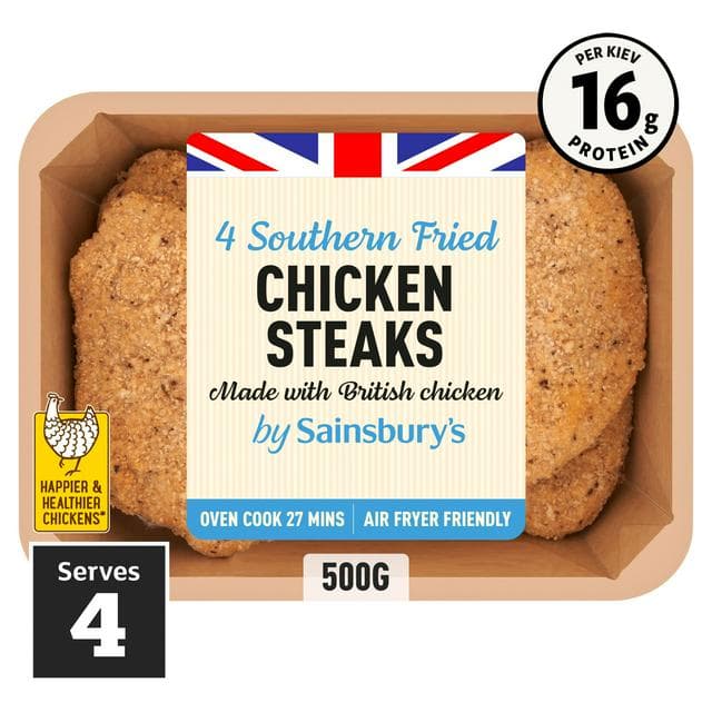 Sainsbury's Southern Fried Breaded Fresh British Chicken Steaks x4 500g - gallery image 1